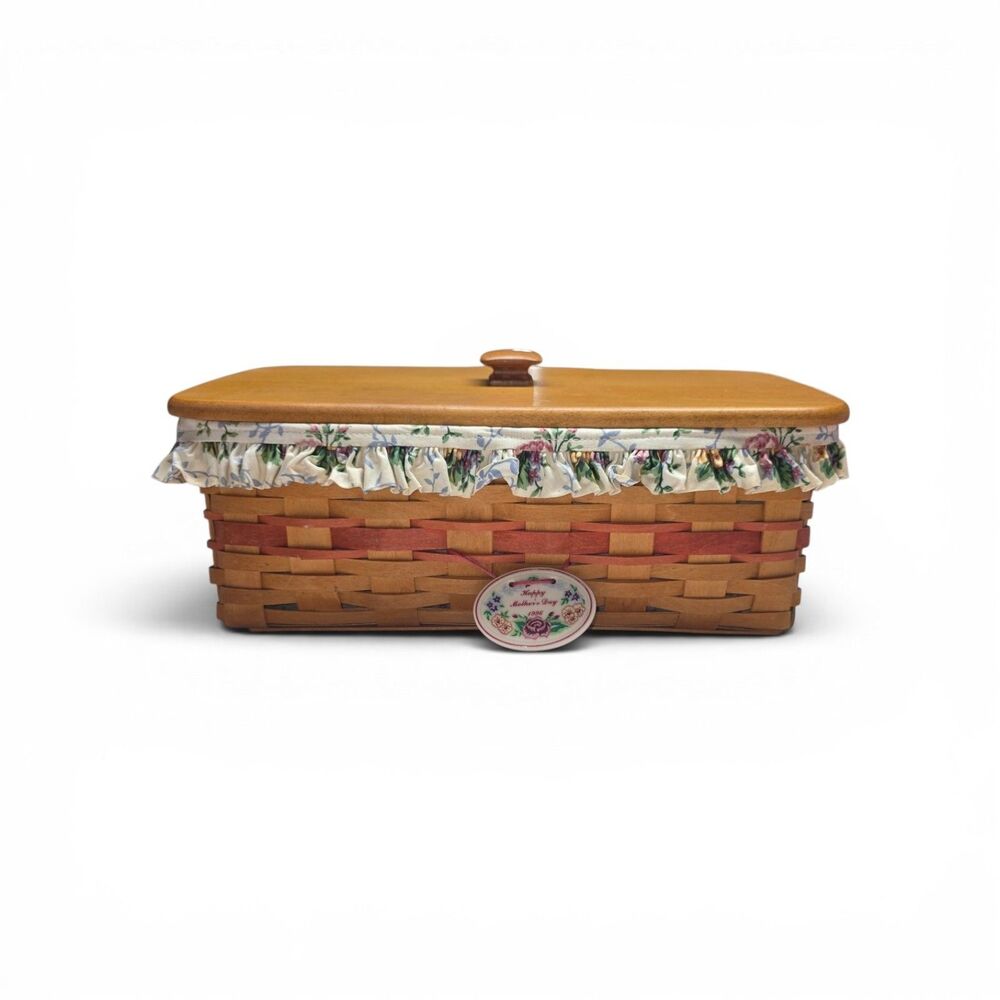Longaberger 1996 Mother's Day Vanity Basket Liner Protector, 2 Inserts, Tie On